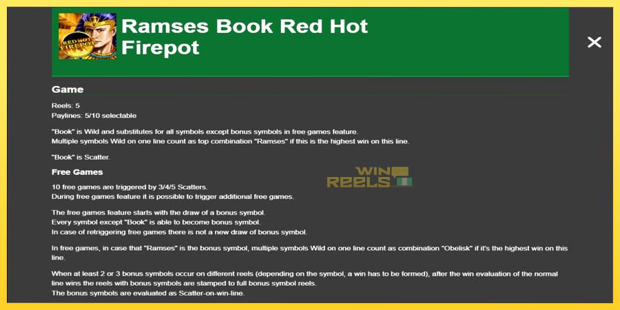 Afbeelding 1 speelautomaat Ramses Book Red Hot Firepot