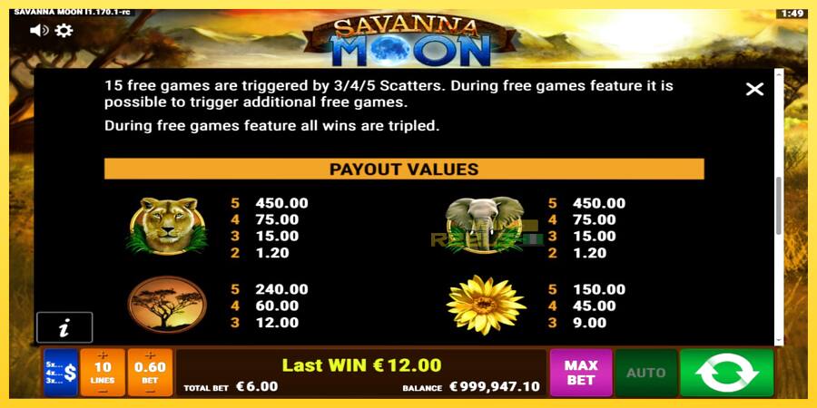 Afbeelding 6 speelautomaat Savanna Moon