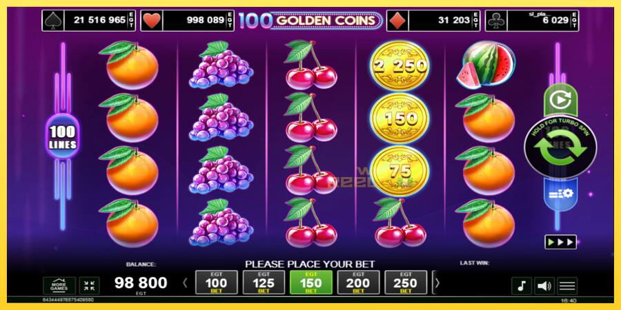 Afbeelding 2 speelautomaat 100 Golden Coins