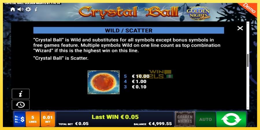 Afbeelding 4 speelautomaat Crystal Ball Golden Nights