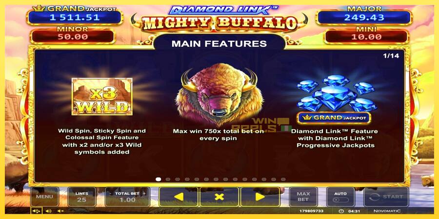 Afbeelding 3 speelautomaat Diamond Link Mighty Buffalo