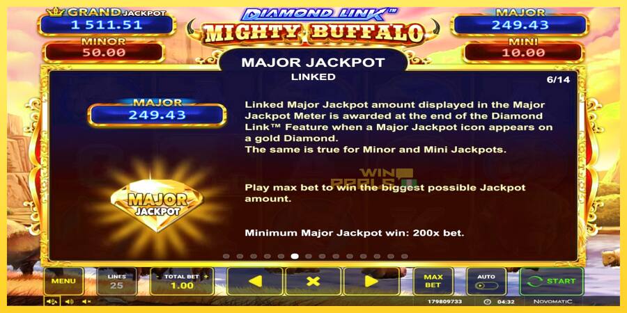 Afbeelding 4 speelautomaat Diamond Link Mighty Buffalo