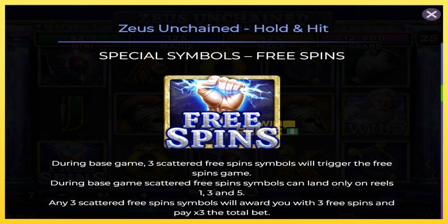 Afbeelding 5 speelautomaat Zeus Unchained - Hold & Hit