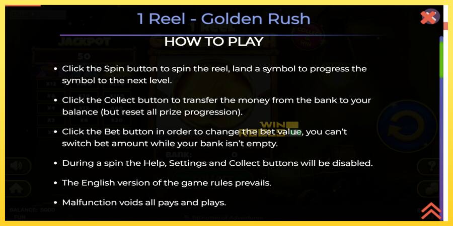 Afbeelding 4 speelautomaat 1 Reel Golden Rush