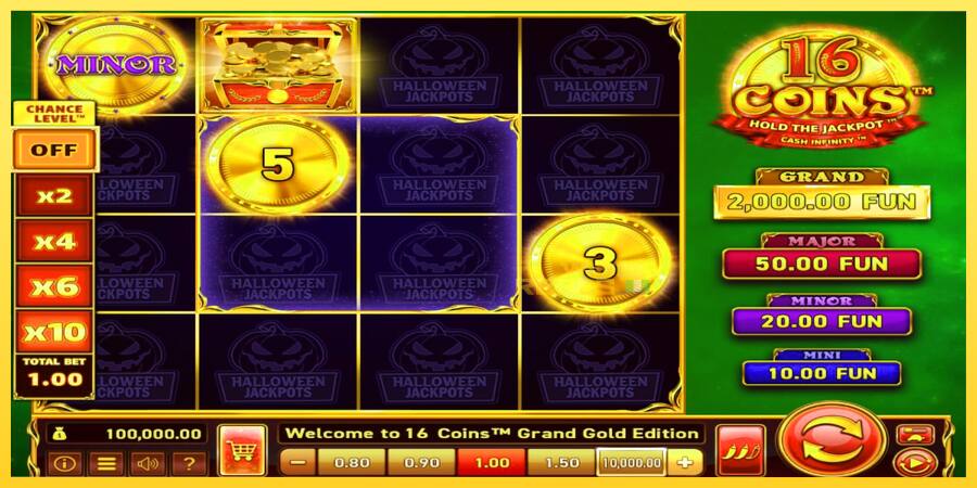 Afbeelding 1 speelautomaat 16 Coins Grand Gold Edition Halloween Jackpots