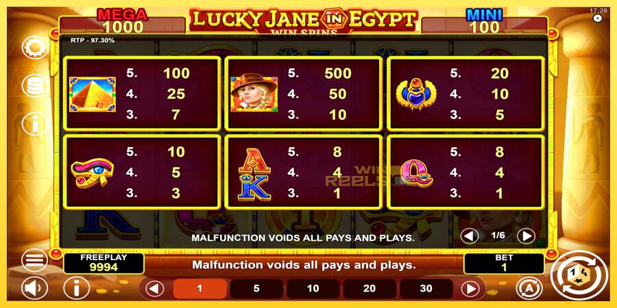 Afbeelding 6 speelautomaat Lucky Jane in Egypt Win Spins