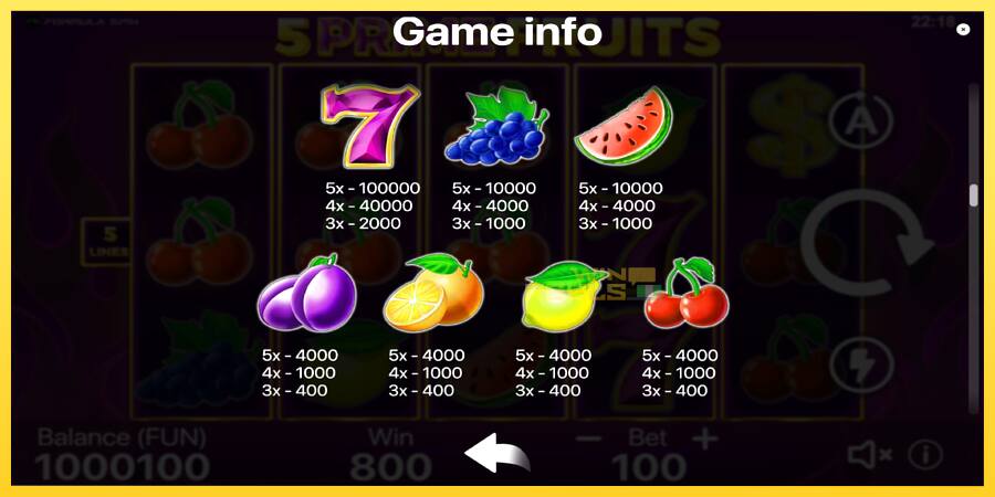 Afbeelding 5 speelautomaat 5 Prime Fruits