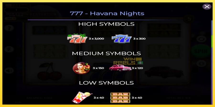 Afbeelding 5 speelautomaat 777 - Havana Nights