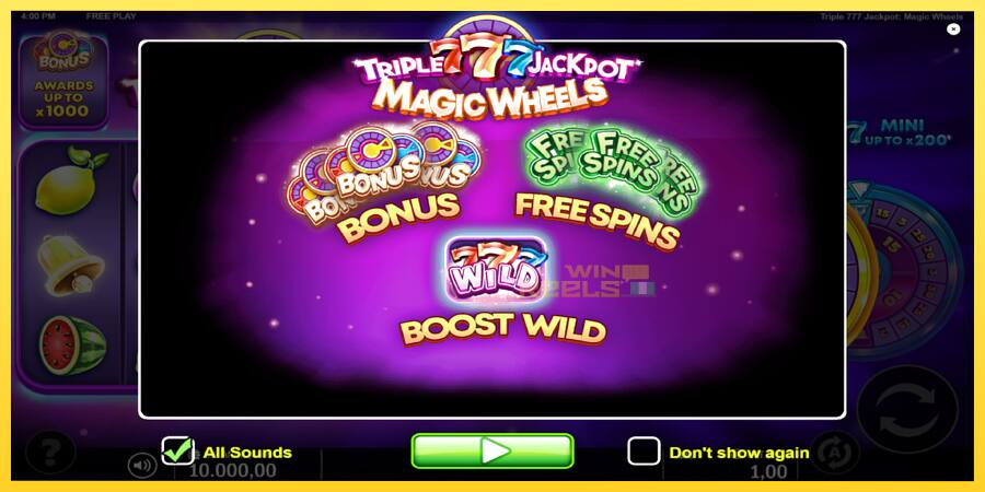 Afbeelding 1 speelautomaat Triple 777 Jackpot Magic Wheels