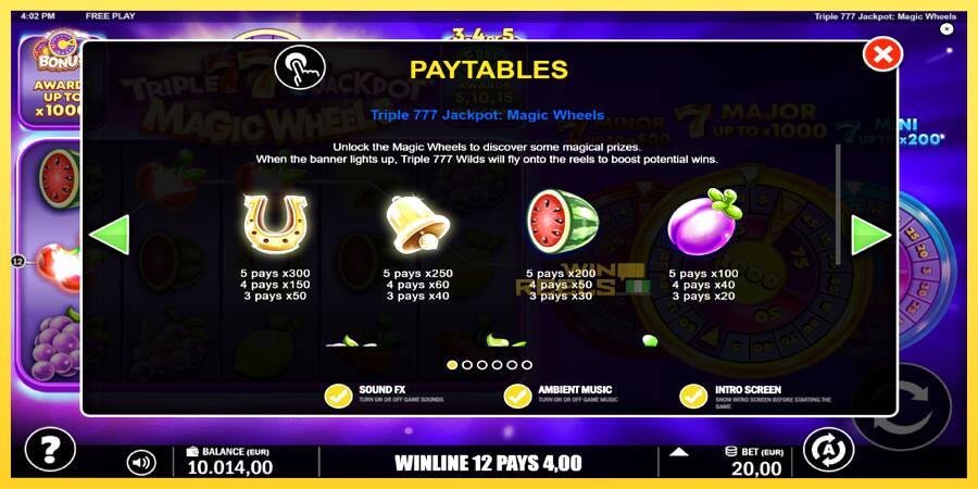 Afbeelding 5 speelautomaat Triple 777 Jackpot Magic Wheels