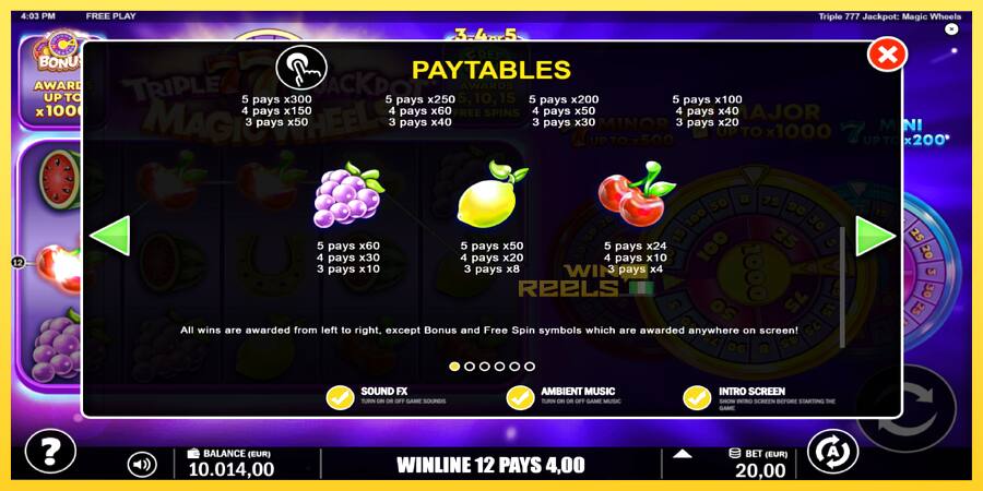 Afbeelding 6 speelautomaat Triple 777 Jackpot Magic Wheels