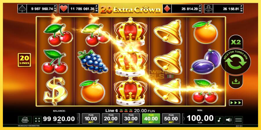 Afbeelding 2 speelautomaat 20 Extra Crown