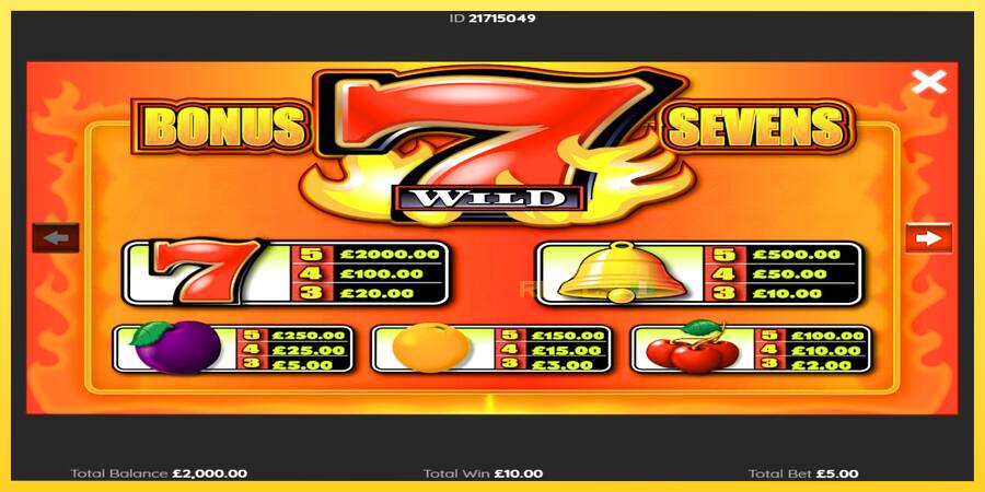 Afbeelding 3 speelautomaat Bonus Sevens Wild