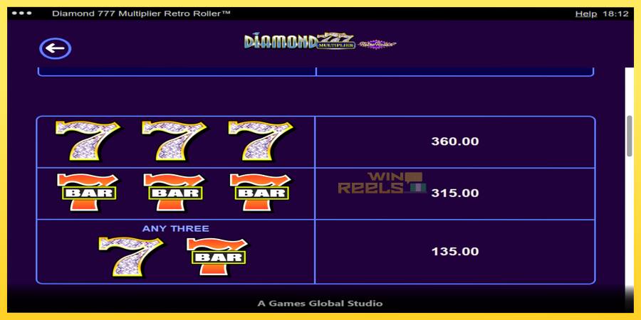 Afbeelding 6 speelautomaat Diamond 777 Multiplier Retro Roller