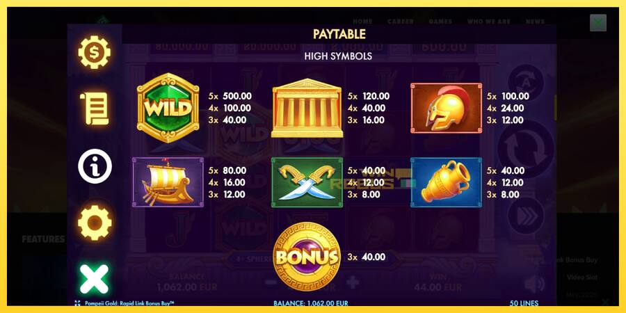 Afbeelding 6 speelautomaat Pompeii Gold Rapid Link Bonus Buy