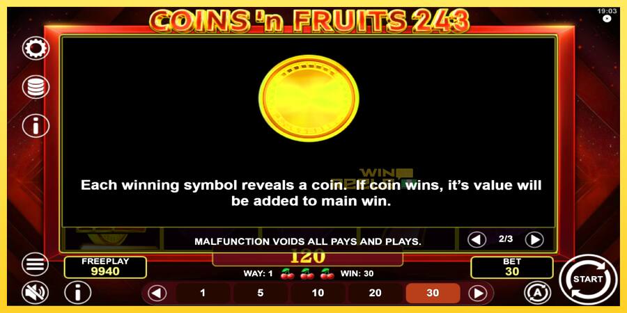 Afbeelding 6 speelautomaat Coinsn Fruits 243