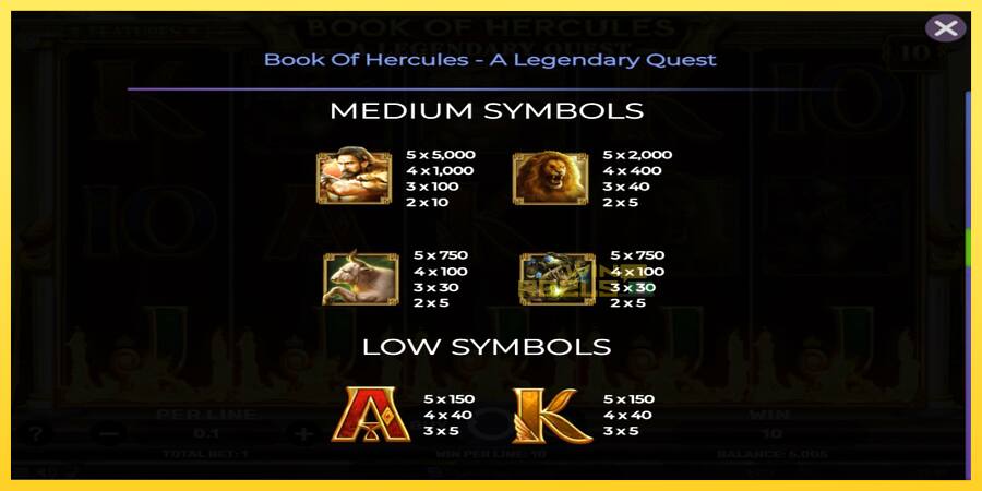 Afbeelding 5 speelautomaat Book of Hercules - A Legendary Quest